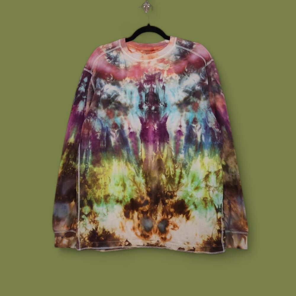 Custom SNOW Tie Dye Long Sleeve Nature Earth Tones Cobain Skate Grunge